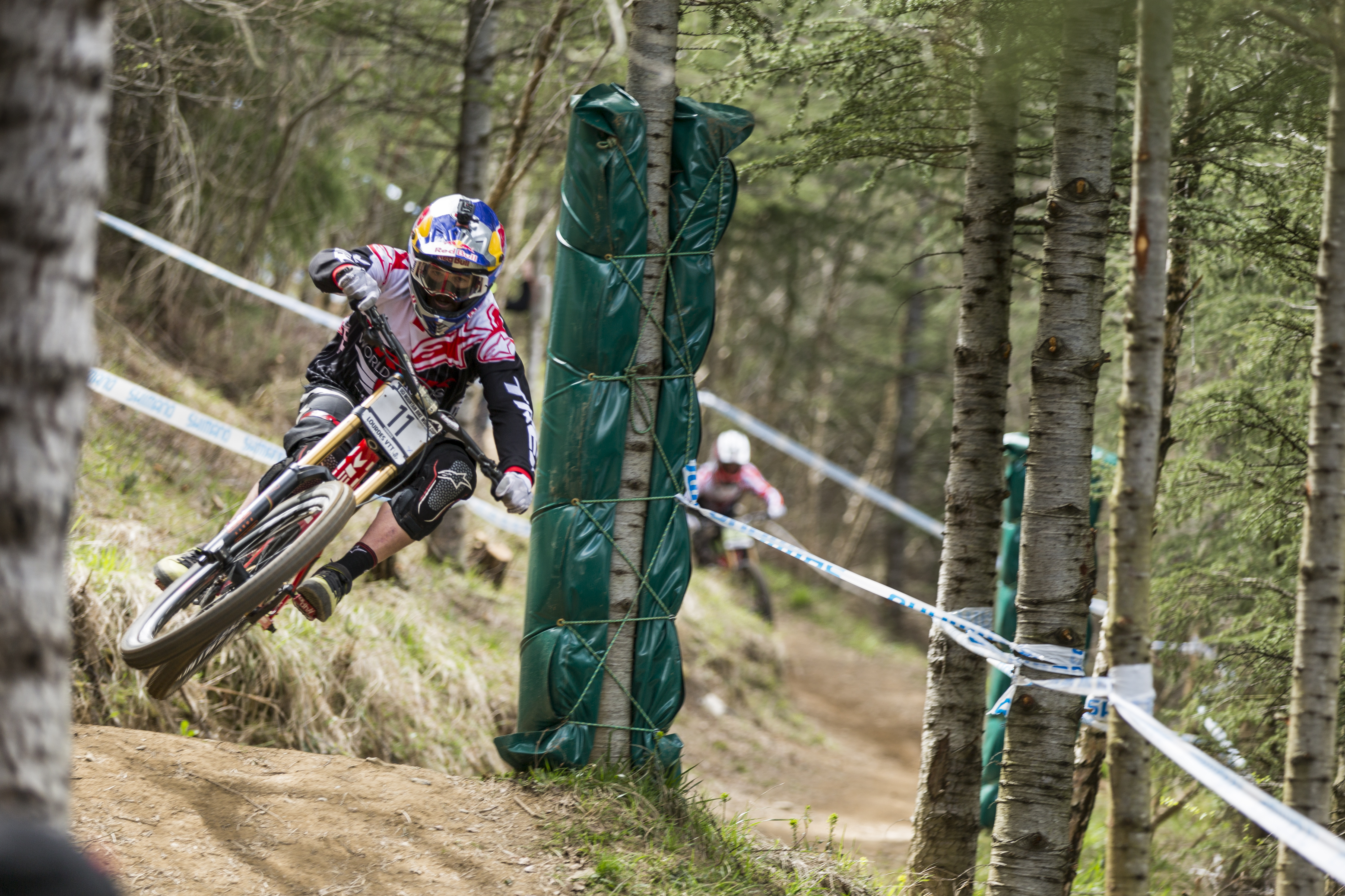 Brook McDonald performs at the UCI Mountain Bike World Cup training in Lourdes, France on April 10th, 2015